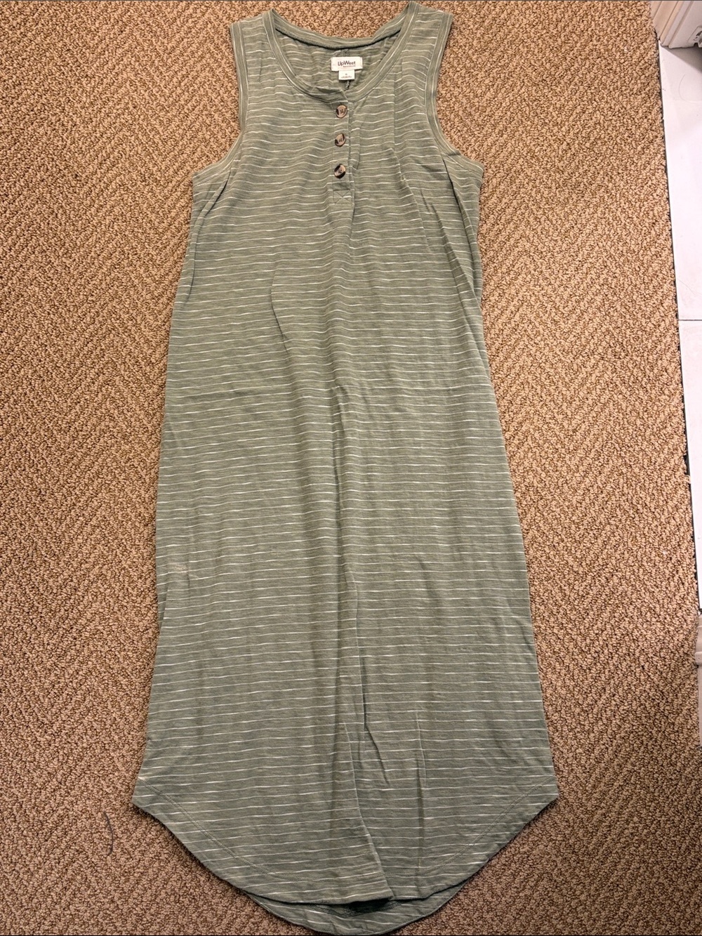 UpWest Olive Green Striped Henley Top